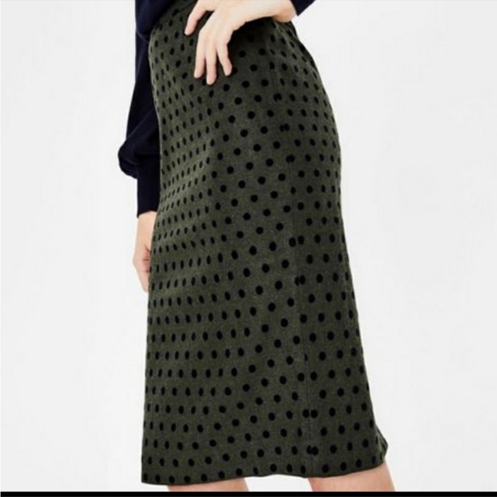 Boden Green and Black Polka Dot Pencil Skirt